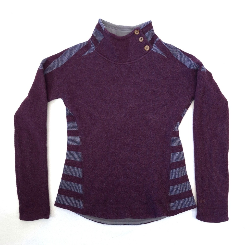 Marmot Wool Blend Pullover Sweater Womens‎ XS Plum Purple Funnel Neck Gorpcore